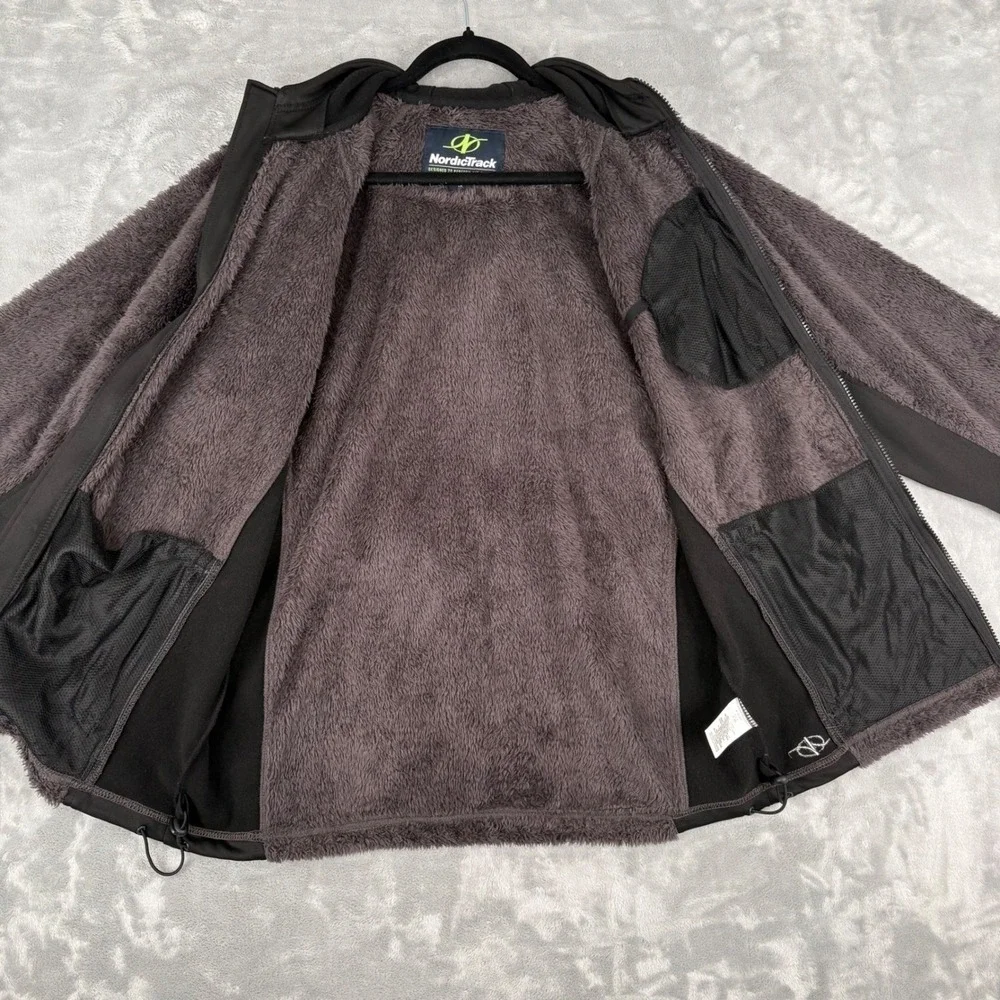 NordicTrack Men's Fleece Hoodie‎ Jacket Gray Black Large Athletic Performance